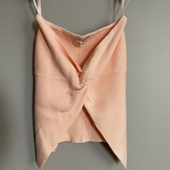 Abercrombie & Fitch Knit Tube Top Peach Front Knot Tie Size XS - Picture 4 of 7